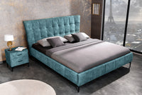 BOUTIQUE design double bed 160x200cm petrol velvet queen size bed frame