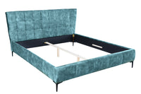 BOUTIQUE design double bed 160x200cm petrol velvet queen size bed frame