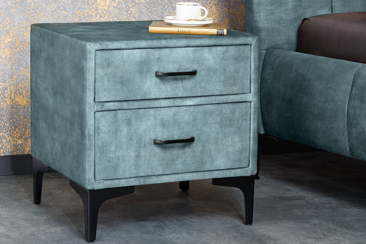 Design Nachttisch BOUTIQUE 50cm Samt zwei Schubladen