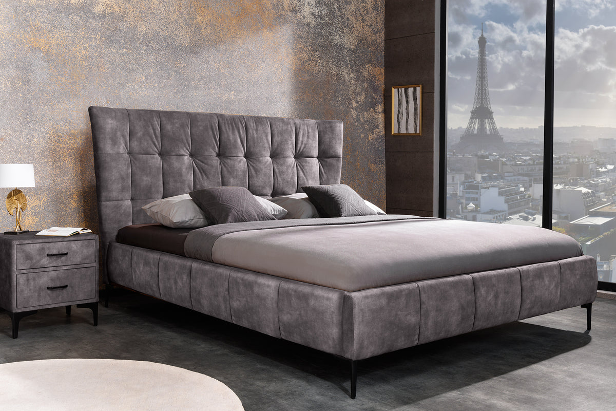 BOUTIQUE design double bed 160x200cm petrol velvet queen size bed frame