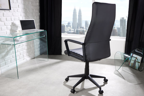 LAZIO Höhenverstellbarer Bürostuhl schwarz Kunstleder Armlehnen Chefsessel