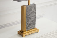 Design Tischlampe ELEGANCIA 65cm gold grau Stoffschirm Marmor