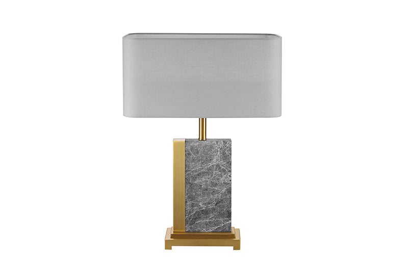 Design Tischlampe ELEGANCIA 65cm gold grau Stoffschirm Marmor