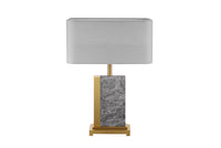 Design Tischlampe ELEGANCIA 65cm gold grau Stoffschirm Marmor