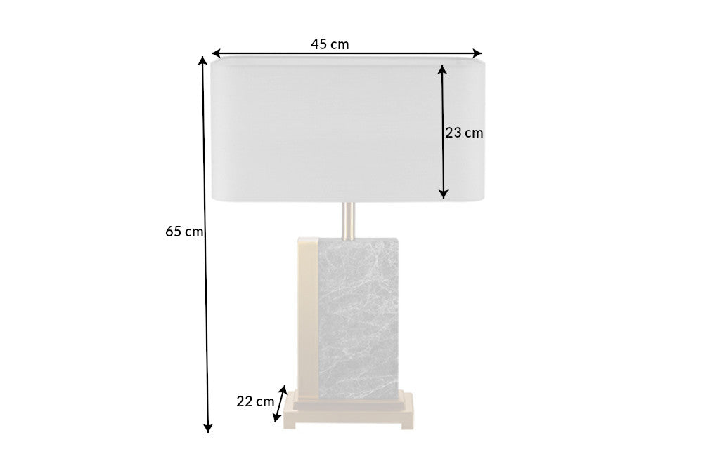 Design Tischlampe ELEGANCIA 65cm gold grau Stoffschirm Marmor