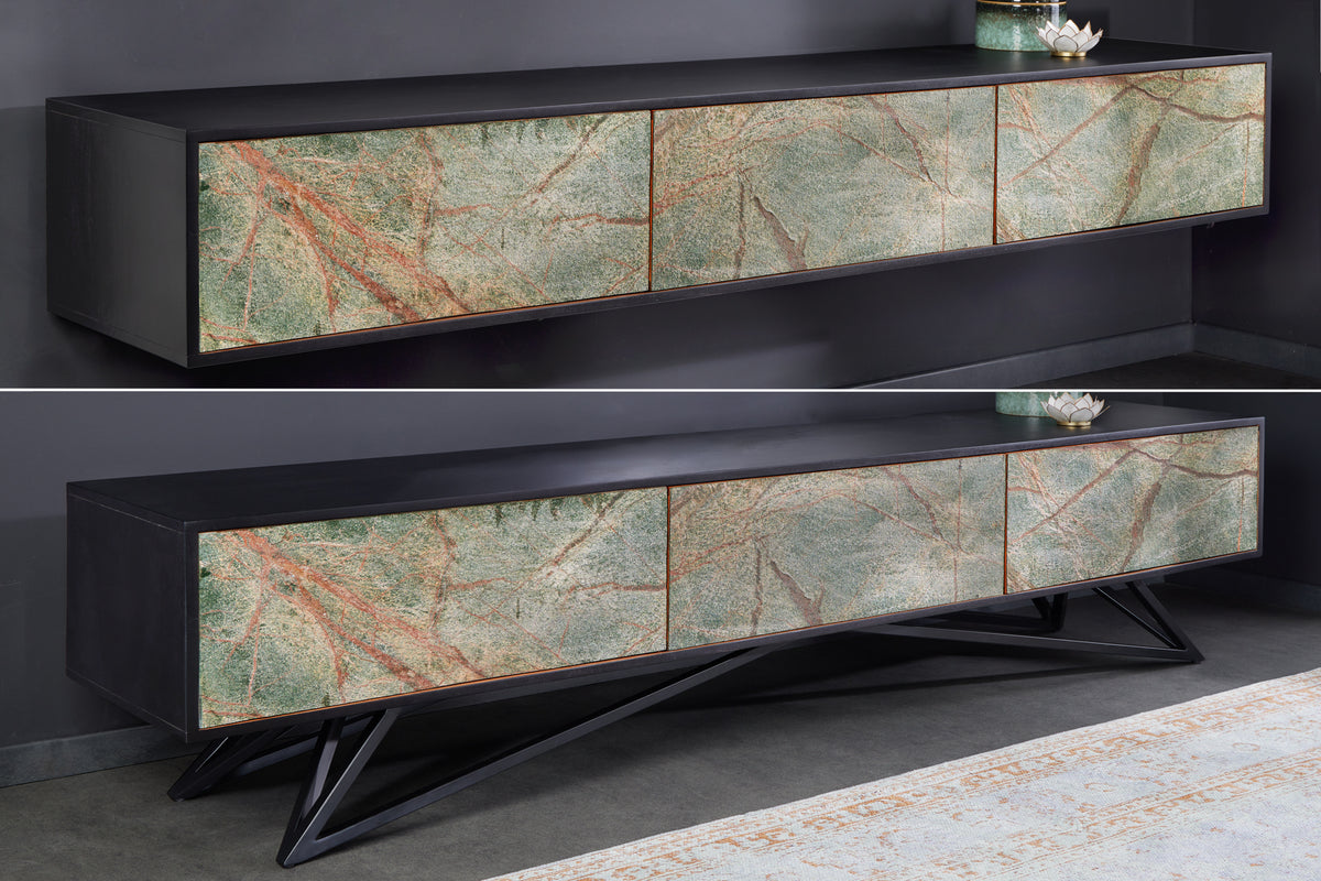 MOUNTAIN SOUL design TV board 200cm hanging/standing marble acacia wood