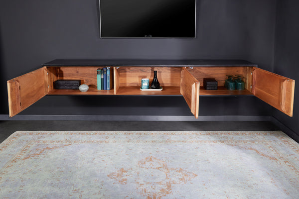MOUNTAIN SOUL design TV board 200cm hanging/standing marble acacia wood