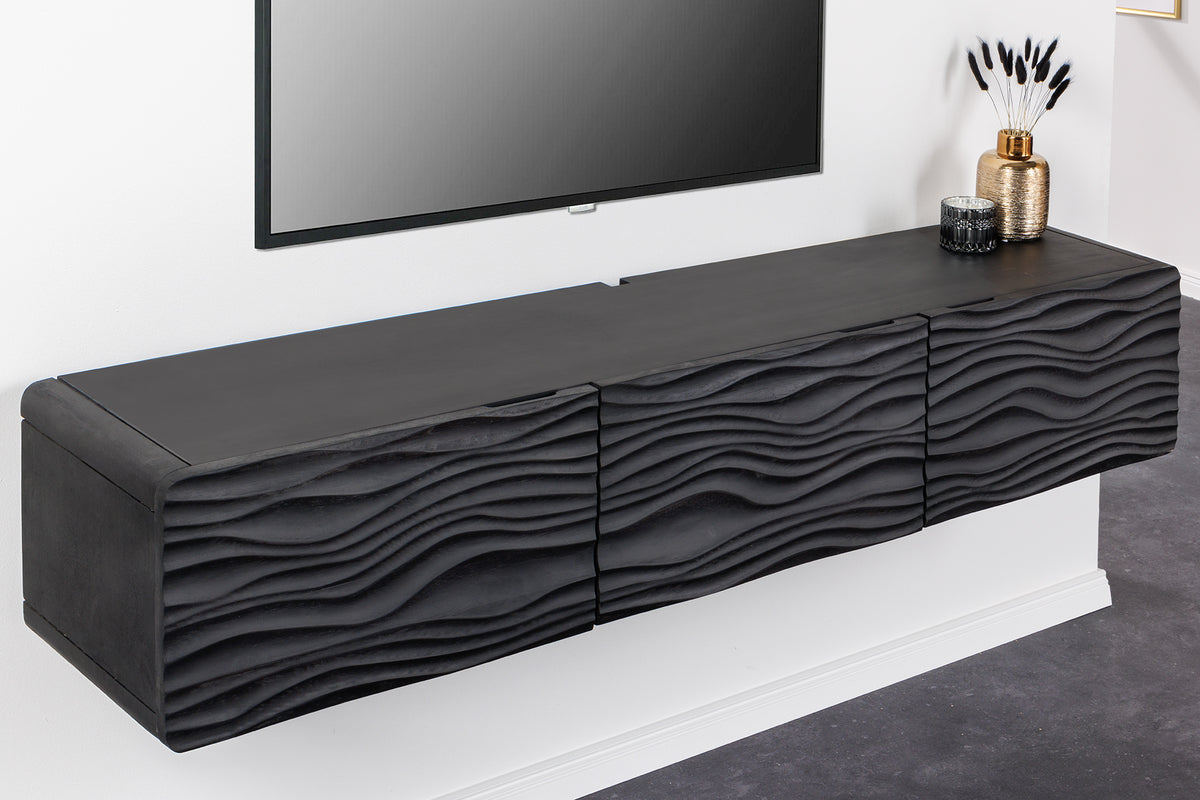 WAVE Design TV Board 160cm black mango solid wood