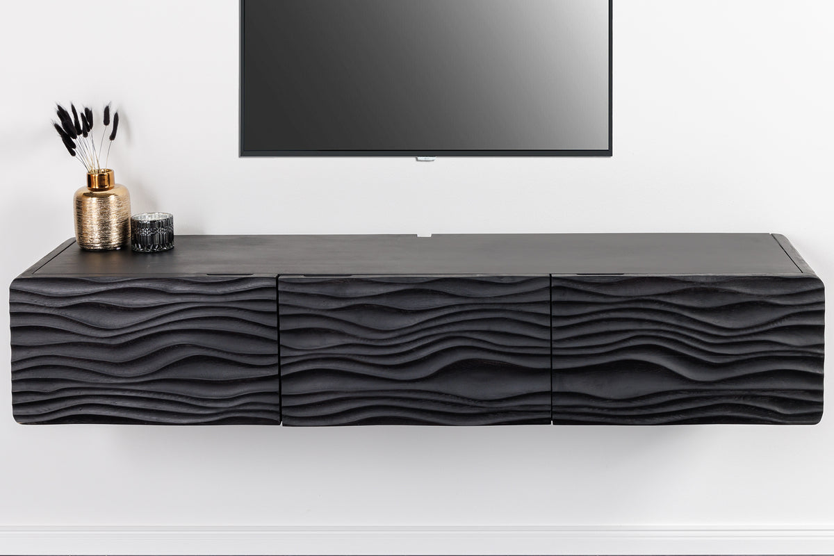 WAVE Design TV Board 160cm black mango solid wood