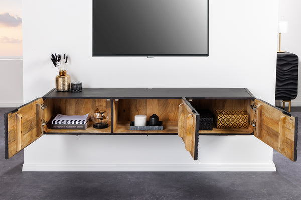 WAVE Design TV Board 160cm black mango solid wood