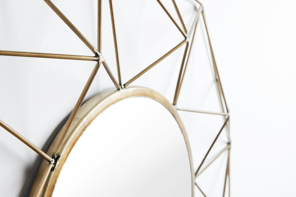 DIAMOND XL Handgearbeiteter Spiegel messing aus Eisen im Retro Design
