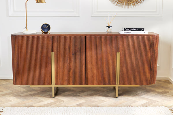 GATSBY Design Sideboard 160cm braun mattgold Mangoholz Retro