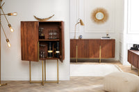 GATSBY Design TV Board 160cm brown matt gold mango wood retro
