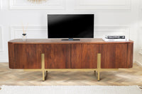 GATSBY Design TV Board 160cm brown matt gold mango wood retro