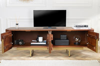GATSBY Design TV Board 160cm brown matt gold mango wood retro