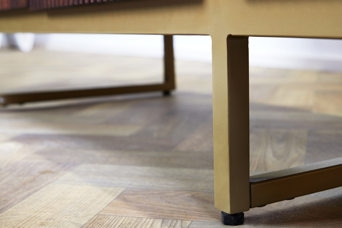 GATSBY Design TV Board 160cm brown matt gold mango wood retro