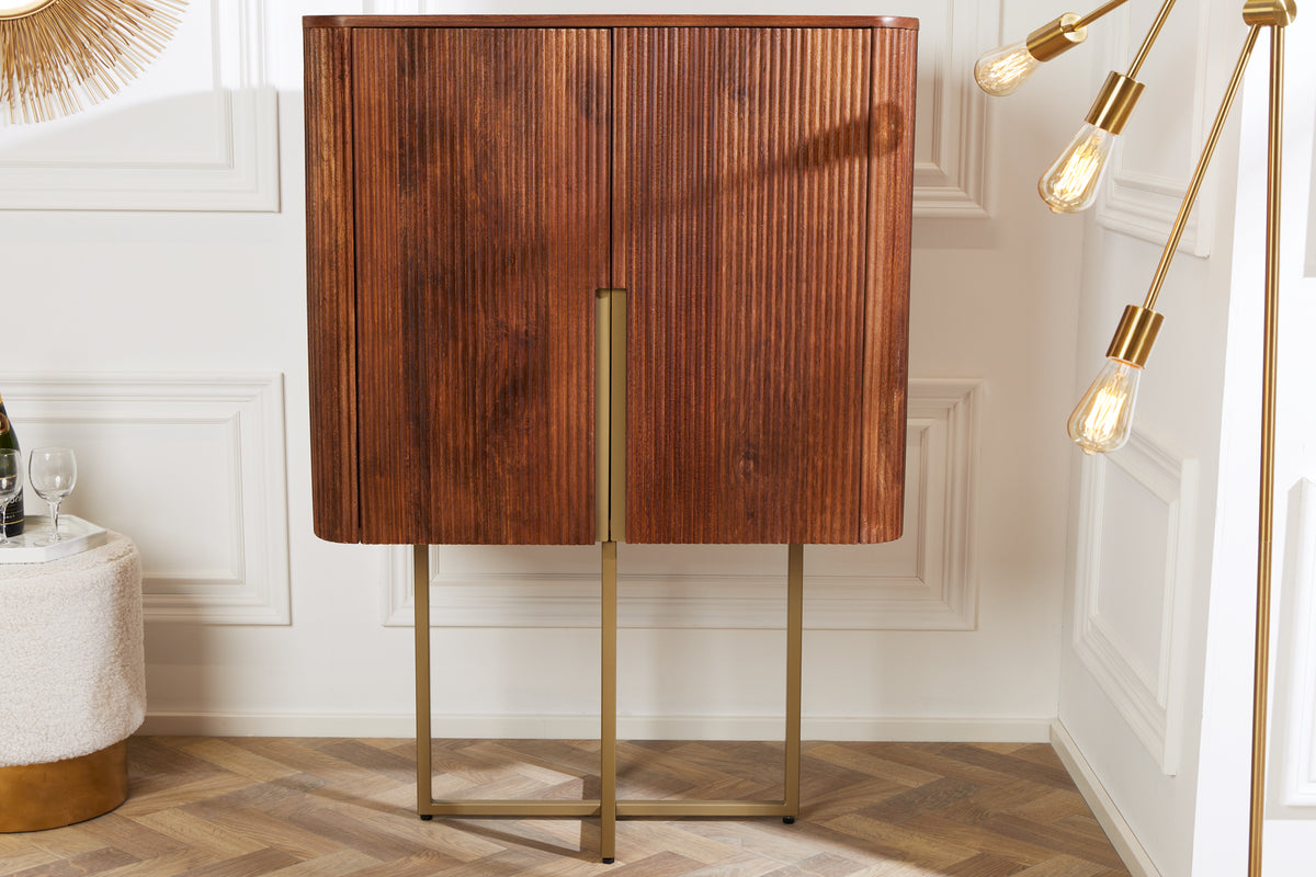 PURE Solid highboard 140cm Sheesham stone finish display case rosewood