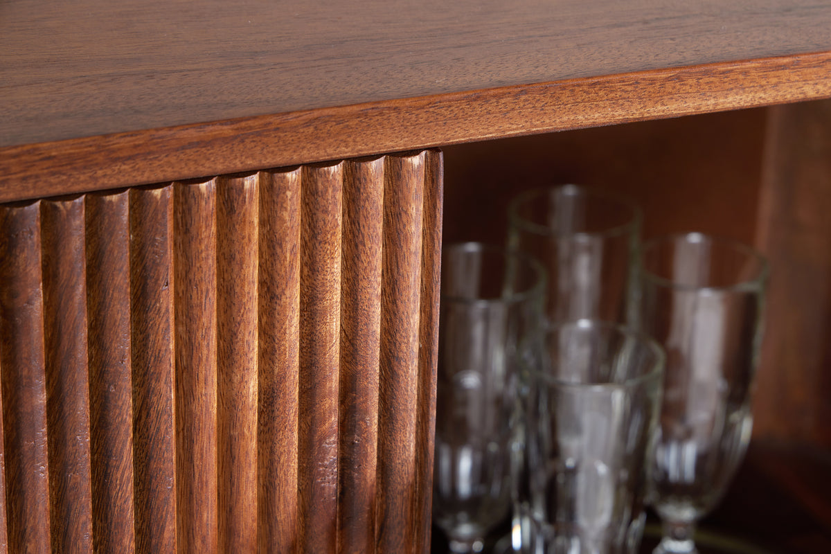PURE Solid highboard 140cm Sheesham stone finish display case rosewood
