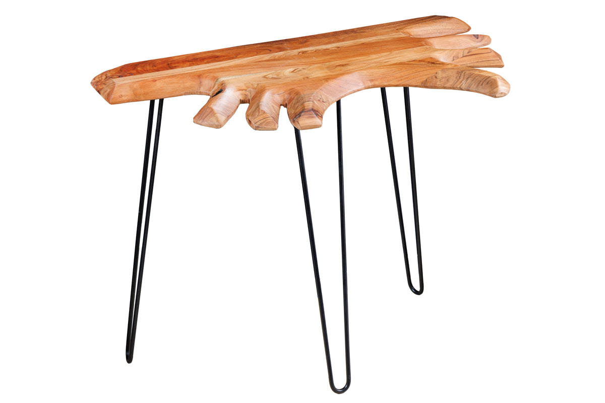 WILD Massivholz Konsolentisch 105cm Akazie natur Hairpin Legs Baumkante