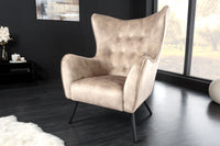 Design XL Sessel AMSTERDAM Samt schwarze Metallbeine Retro Stil
