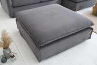 Großer Fußhocker HEAVEN 100cm grau Cord Modern Design
