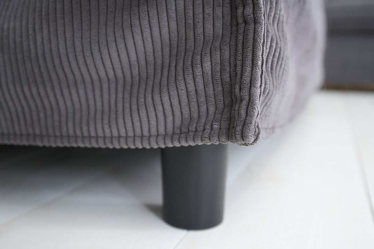 Großer Fußhocker HEAVEN 100cm grau Cord Modern Design