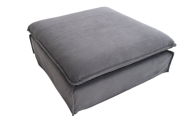 Großer Fußhocker HEAVEN 100cm grau Cord Modern Design
