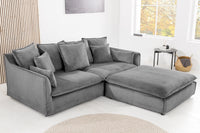 Großer Fußhocker HEAVEN 100cm grau Cord Modern Design