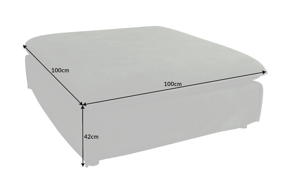 Großer Fußhocker HEAVEN 100cm grau Cord Modern Design