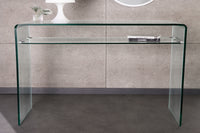 FANTOME Design Konsolentisch 100cm Glas transparent mit Ablage
