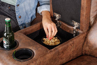 HOLLYWOOD Exclusive 2-seater cinema chair antique brown with cup holder