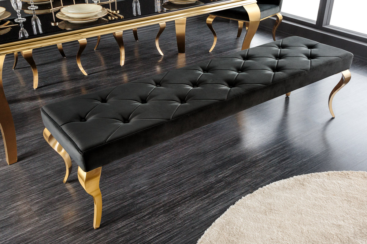Elegante Sitzbank MODERN BAROCK 172cm Samt Edelstahl