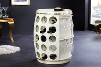 BODEGA WHITE Design Weinfass 70cm weiß gold Pinie Flaschen Gläseraufhängung