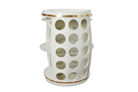 BODEGA WHITE Design Weinfass 70cm weiß gold Pinie Flaschen Gläseraufhängung