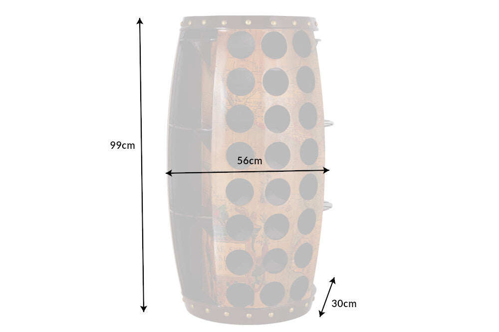 SEVEN SEAS Massivholz Weinfass 100cm Pinie Weinregal für 24 Flaschen