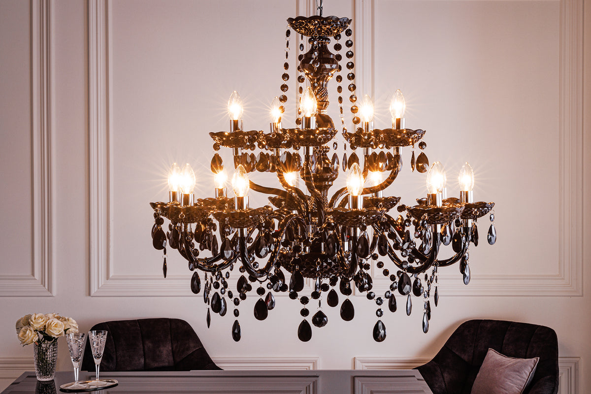 Design Kronleuchter BLACK CRYSTAL XL 80cm schwarz Acryl 15-armig Lüster