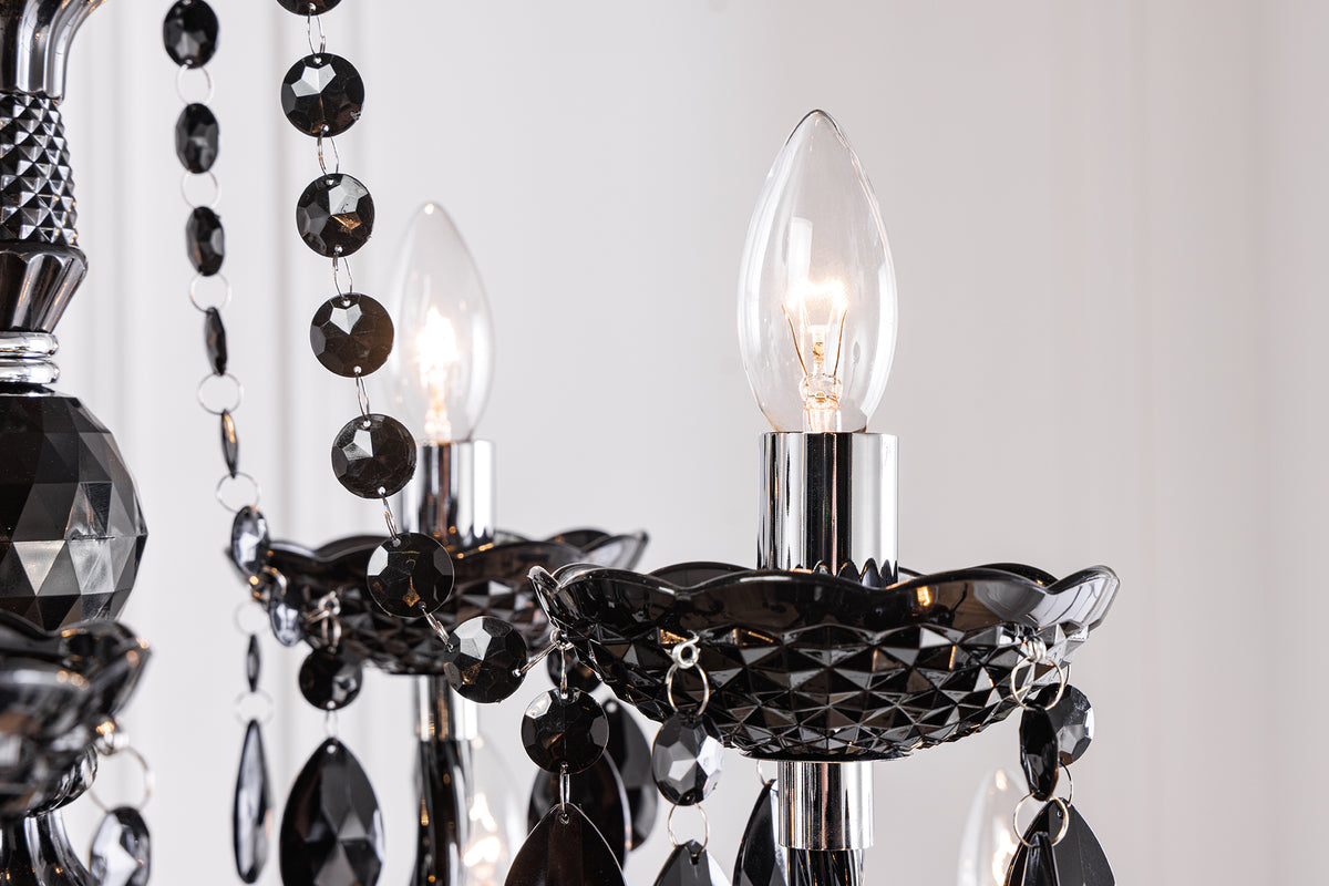 Design Kronleuchter BLACK CRYSTAL XL 80cm schwarz Acryl 15-armig Lüster