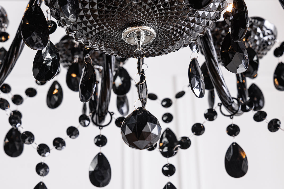 Design Kronleuchter BLACK CRYSTAL XL 80cm schwarz Acryl 15-armig Lüster