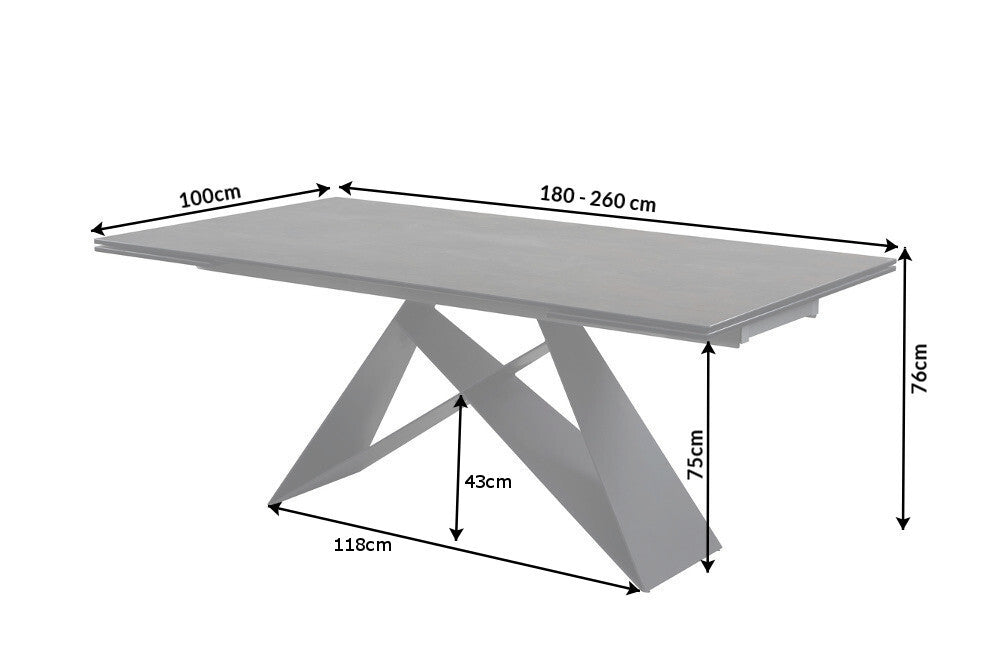 PROMETHEUS extendable dining table 180-220-260cm lava ceramic made in Italy