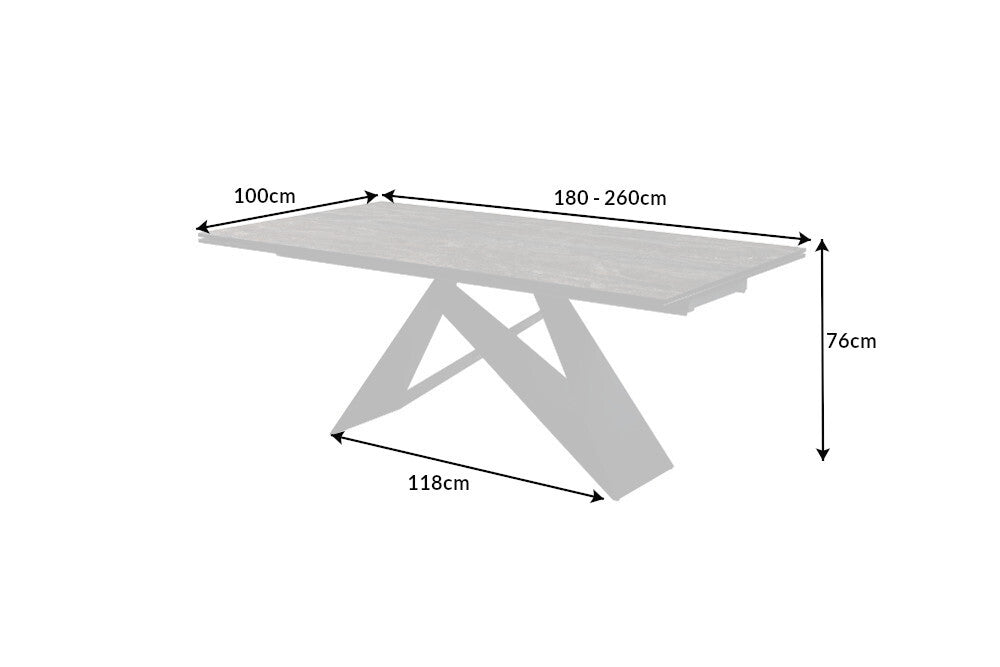 PROMETHEUS extendable dining table 180-220-260cm rust ceramic made in Italy
