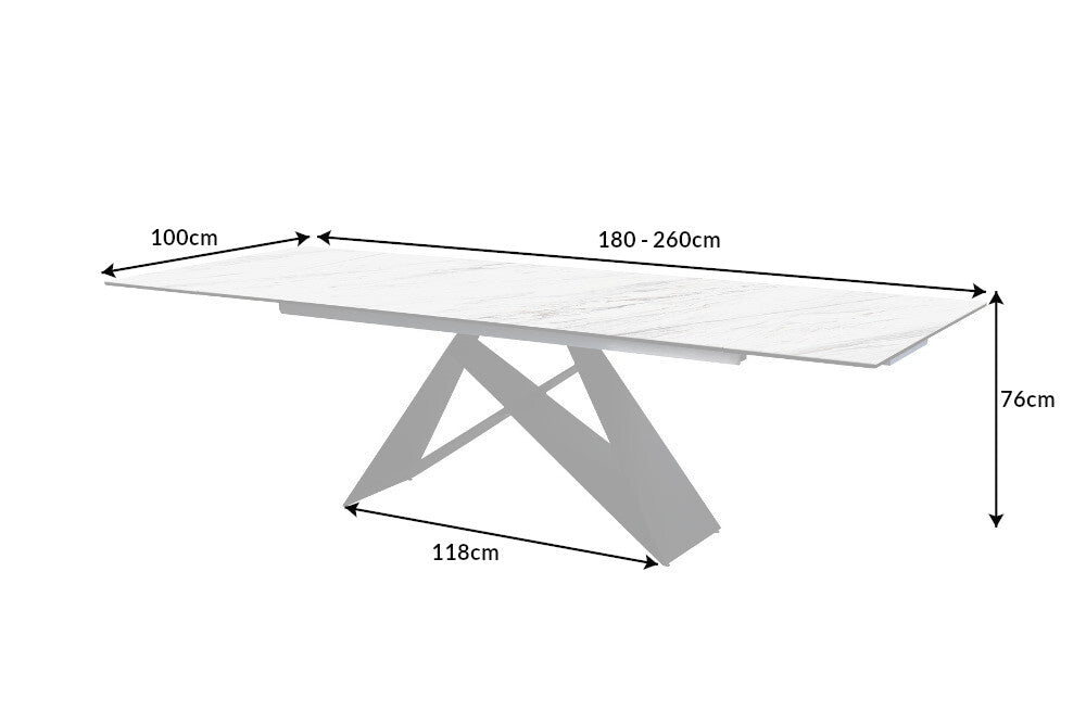 PROMETHEUS extendable dining table 180-220-260cm white marble ceramic made in Italy