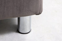 Modernes Ecksofa KENT 220cm silbergrau Samt Federkern Wohnlandschaft inkl. Hocker