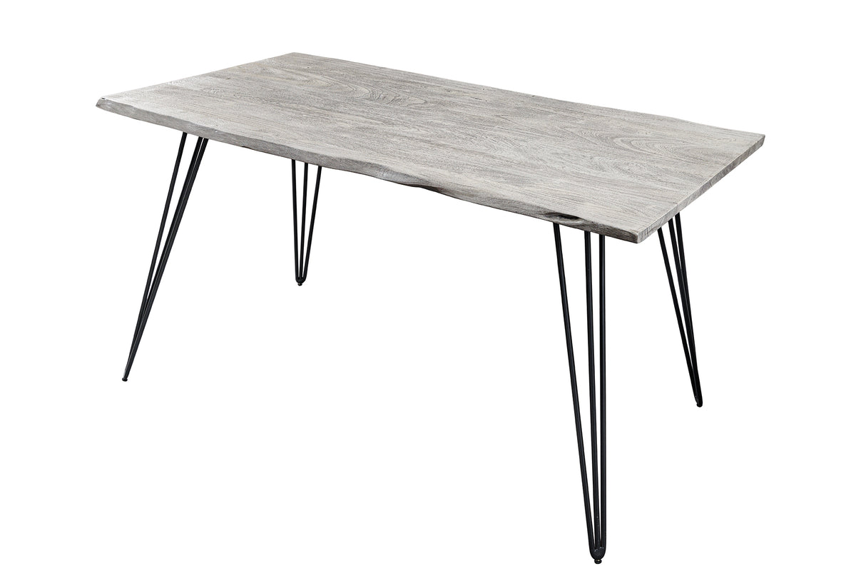 SCORPION solid wood dining table brown acacia black metal legs hairpin legs retro