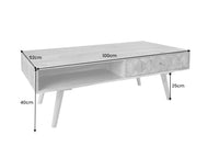 Massivholz Couchtisch MYSTIC LIVING 100cm natur Akazie mit Stauraum Schubladen Ablagefach