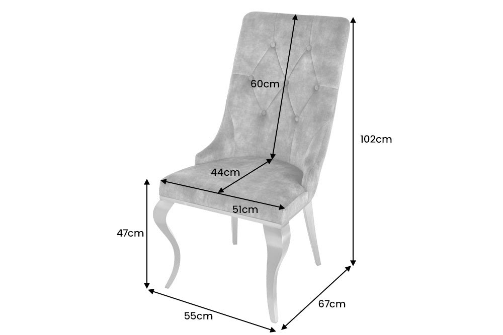 Eleganter Stuhl MODERN BAROCK Samt mit Löwenkopf