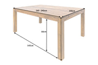 PURE solid wood dining table 160-240cm natural Sheesham stone finish with extension plates