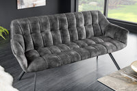 Esszimmer Sitzbank PAPILLON 165cm Samt mit Lehnen schwarzes Metallgestell