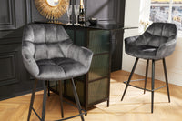 PAPILLON Drehbarer Barhocker champagner Barstuhl mit Lehne schwarze Metallbeine