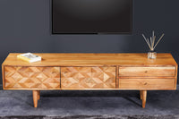 ALPINE solid wood TV lowboard 145cm natural acacia retro design honey finish