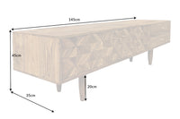ALPINE solid wood TV lowboard 145cm natural acacia retro design honey finish